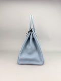 Hermes Birkin 35 Retourne Togo Blue Lin Palladium Hardware Preowned Square P