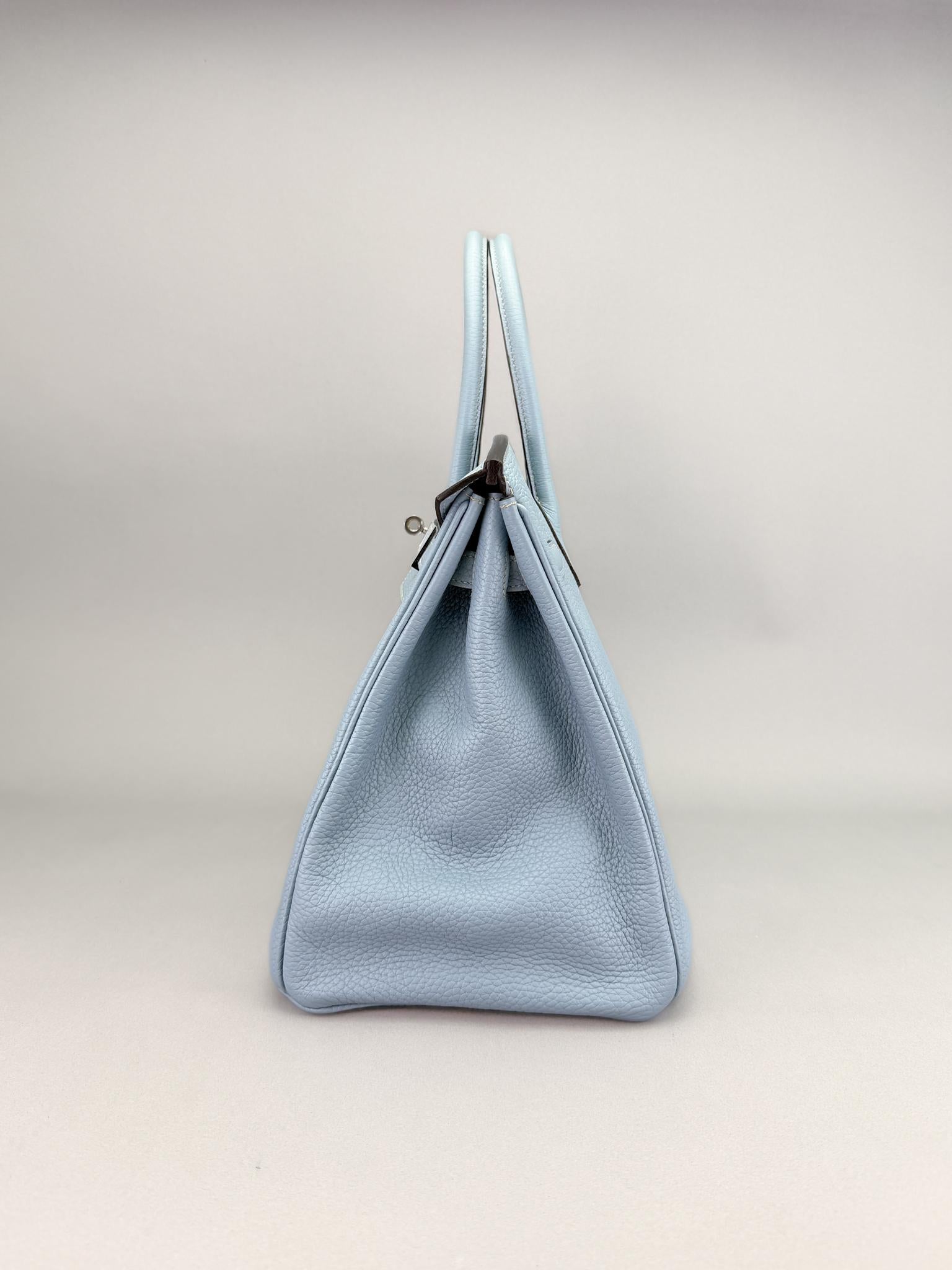 Hermes Birkin 35 Retourne Togo Blue Lin Palladium Hardware Preowned Square P