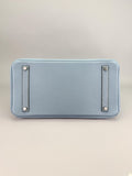 Hermes Birkin 35 Retourne Togo Blue Lin Palladium Hardware Preowned Square P