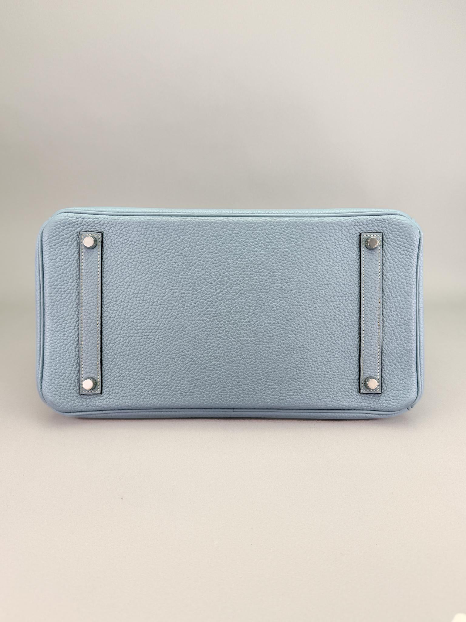 Hermes Birkin 35 Retourne Togo Blue Lin Palladium Hardware Preowned Square P