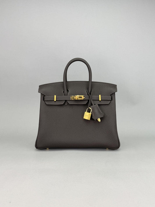 Hermes Birkin 25 Retourne Togo Bai Brun Gold Hardware B Stamp 2023