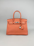 Hermes Birkin 30 Retourne Togo Rose Tea Palladium Hardware Preowned Square Q