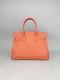 Hermes Birkin 30 Retourne Togo Rose Tea Palladium Hardware Preowned Square Q