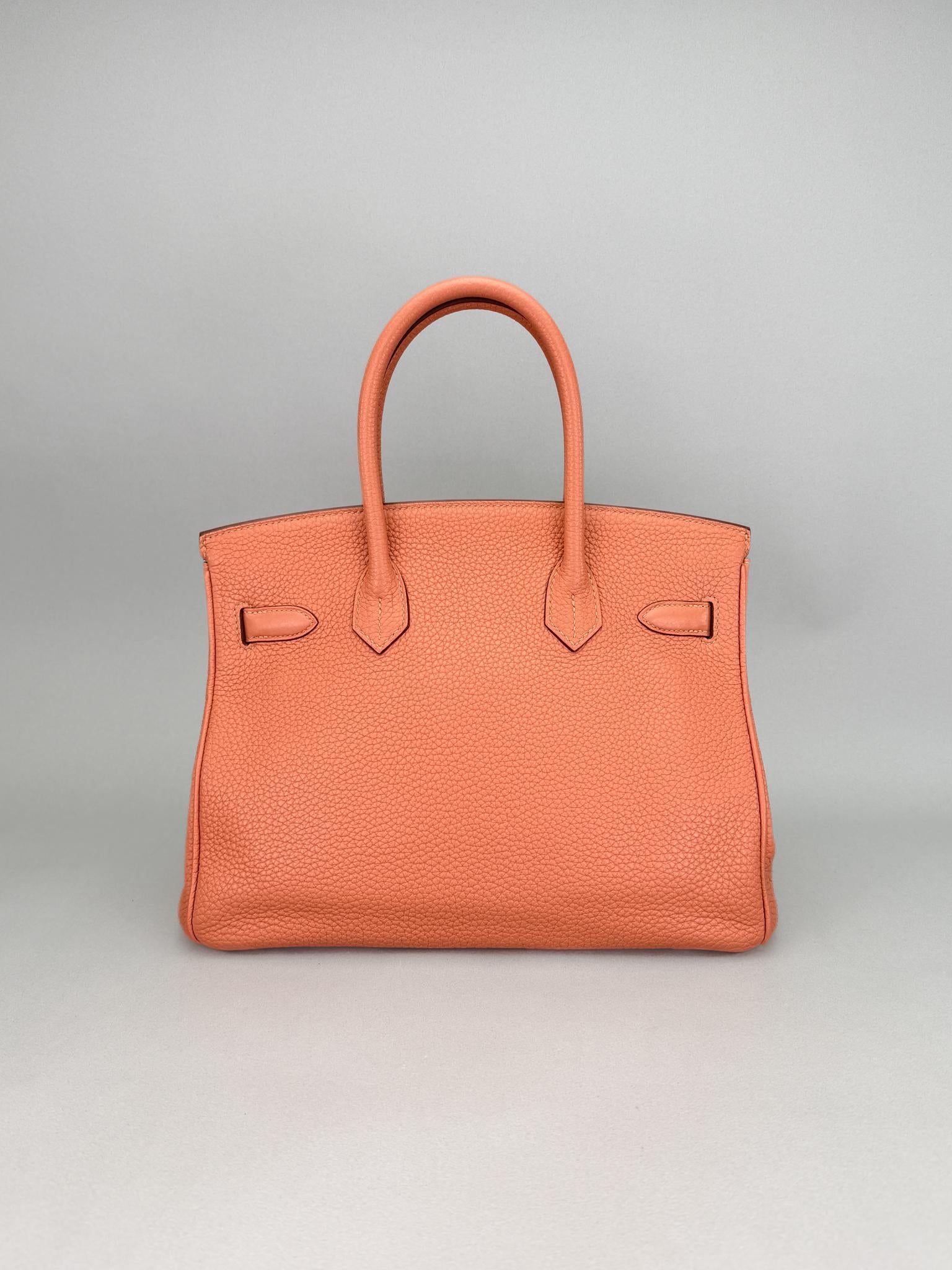 Hermes Birkin 30 Retourne Togo Rose Tea Palladium Hardware Preowned Square Q