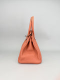Hermes Birkin 30 Retourne Togo Rose Tea Palladium Hardware Preowned Square Q