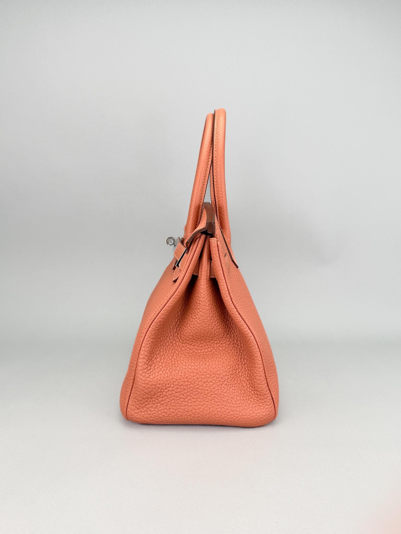 Hermes Birkin 30 Retourne Togo Rose Tea Palladium Hardware Preowned Square Q