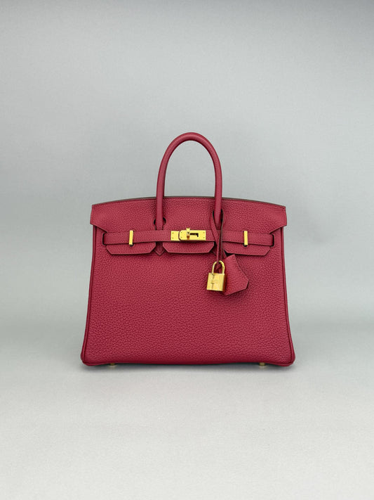 Hermes Birkin 25 Retourne Togo Rubis Gold Hardware B Stamp 2023