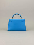 Hermes Mini Kelly II 20 Chevre Blue Frida Gold Hardware Preowned Y Stamp