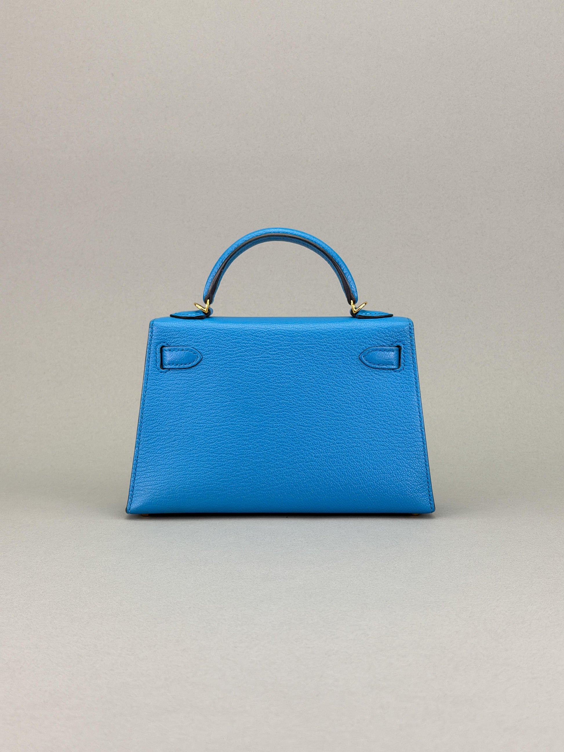 Hermes Mini Kelly II 20 Chevre Blue Frida Gold Hardware Preowned Y Stamp