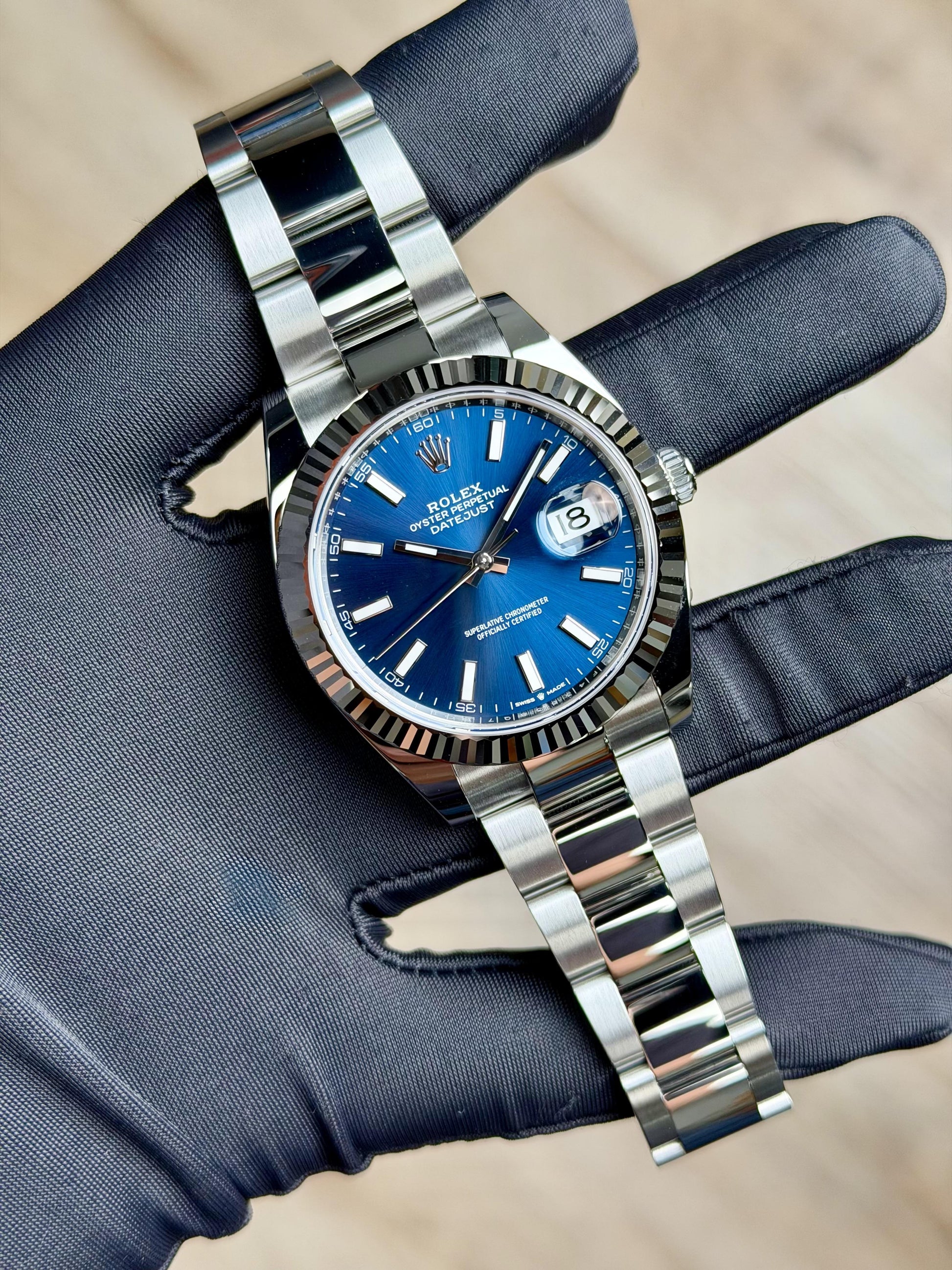 Rolex Datejust 41 Blue Index Fluted Oyster 2026 Unworn 126334