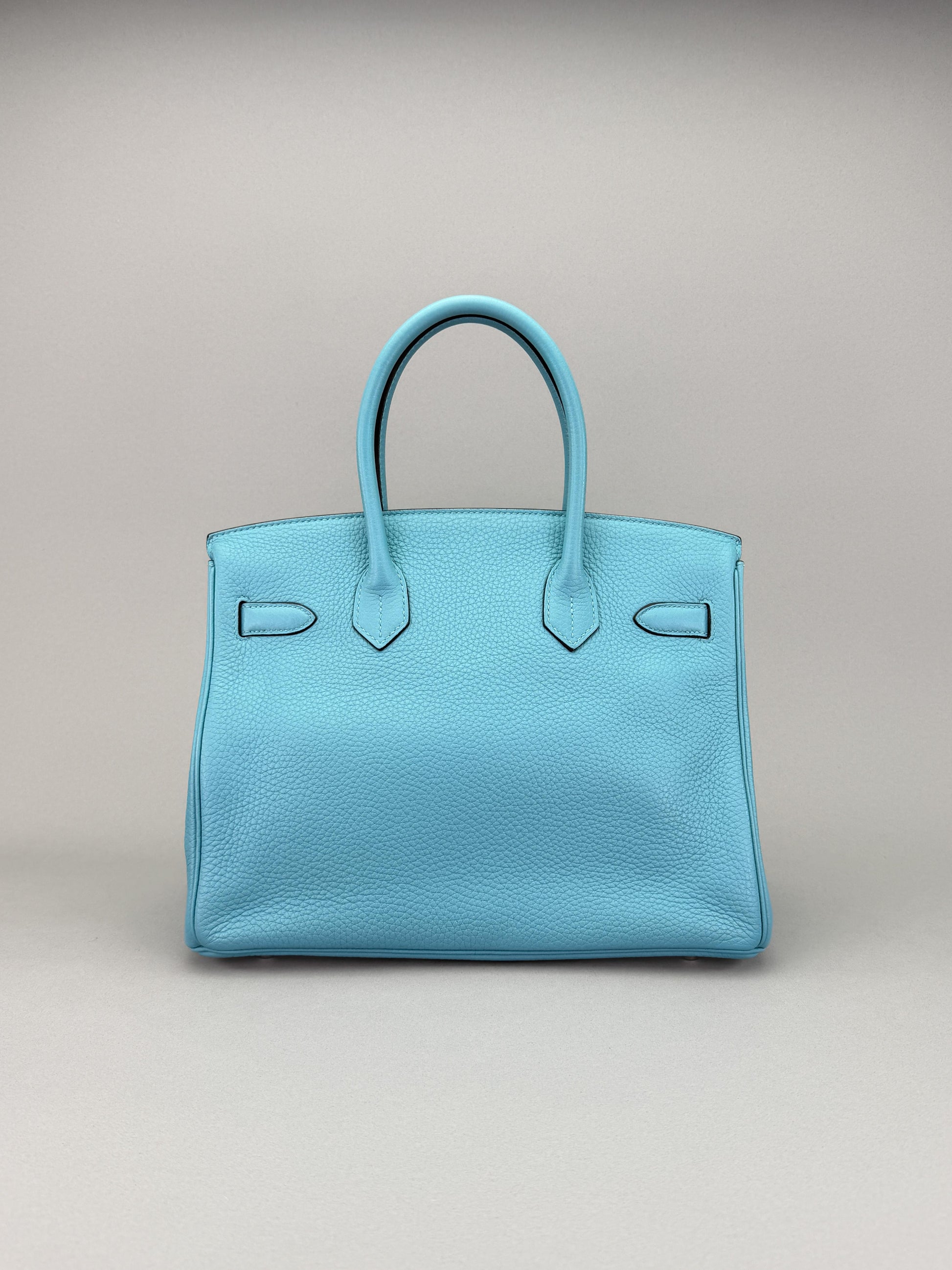 Hermes Birkin 30 Retourne Togo Blue Atoll Palladium Hardware Preowned T Stamp