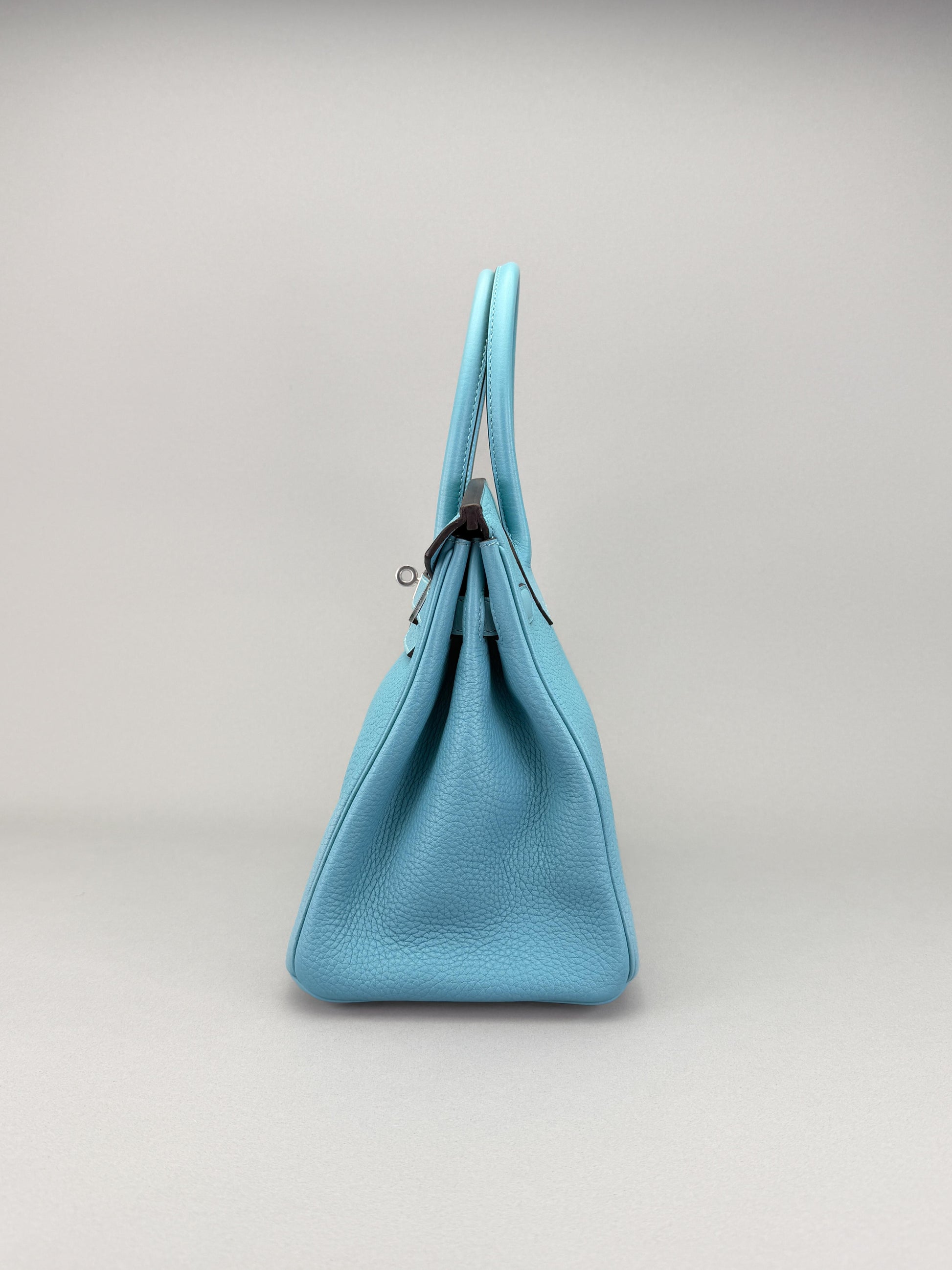 Hermes Birkin 30 Retourne Togo Blue Atoll Palladium Hardware Preowned T Stamp