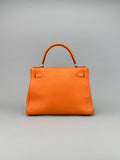Hermes Kelly 28 Retourne Togo Orange Palladium Hardware Preowned T Stamp