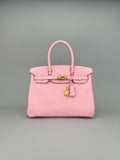 Hermes Birkin 30 Retourne Clemence Rose Sakura Gold Hardware Preowned T Stamp