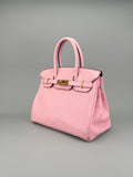 Hermes Birkin 30 Retourne Clemence Rose Sakura Gold Hardware Preowned T Stamp