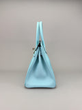 Hermes Birkin 30 Retourne Epsom Blue Atoll Gold Hardware Preowned Y Stamp