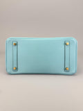Hermes Birkin 30 Retourne Epsom Blue Atoll Gold Hardware Preowned Y Stamp