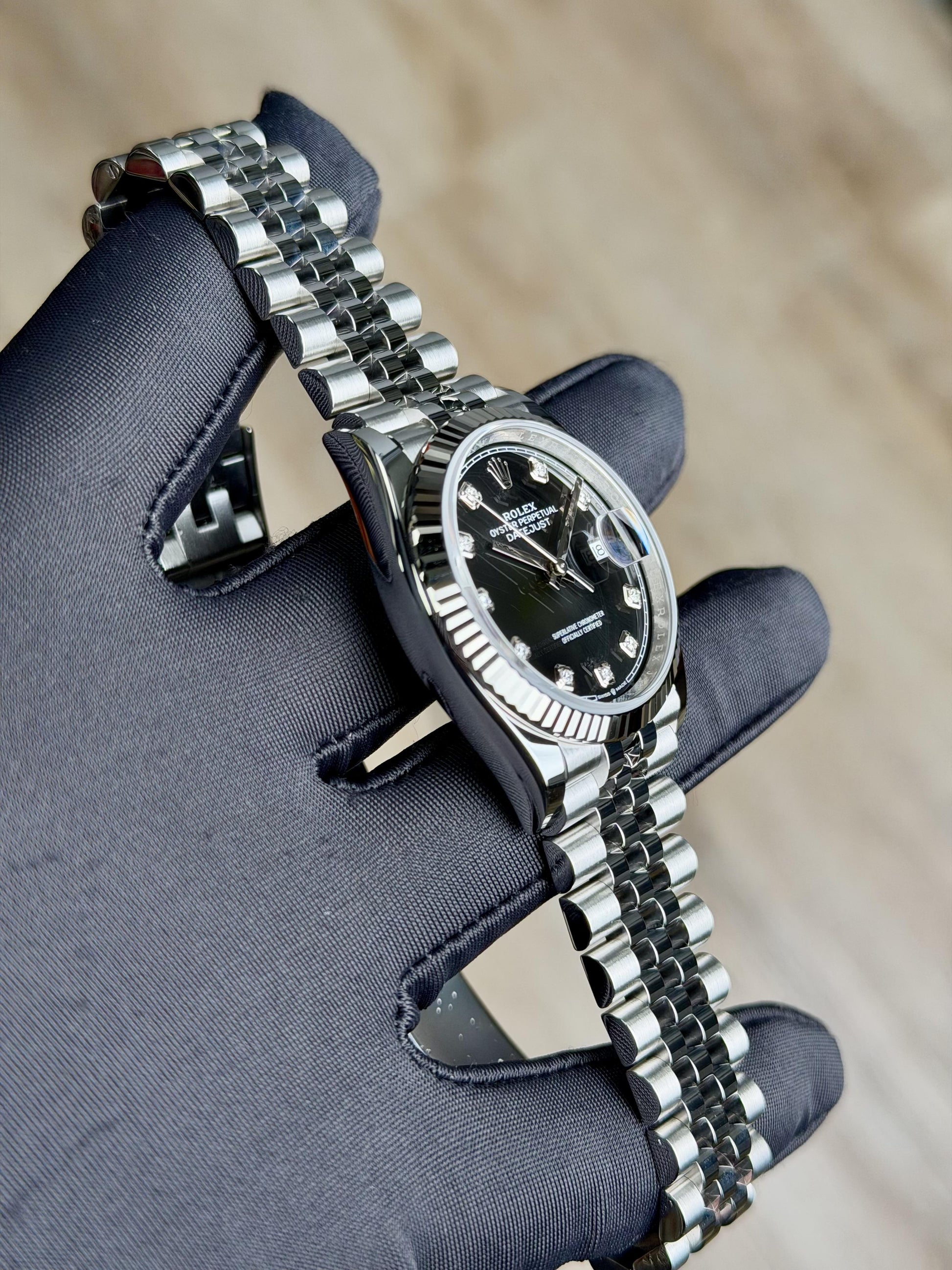 Rolex Datejust 36 Black Diamond Fluted Jubilee 2026 Unworn 126234