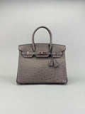 Hermes Birkin 30 Ostrich Graphite Rose Gold Hardware Preowned Y Stamp 2020