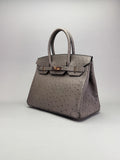 Hermes Birkin 30 Ostrich Graphite Rose Gold Hardware Preowned Y Stamp 2020