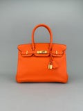 Hermes Birkin 30 Retourne Togo Orange Gold Hardware Preowned Y Stamp