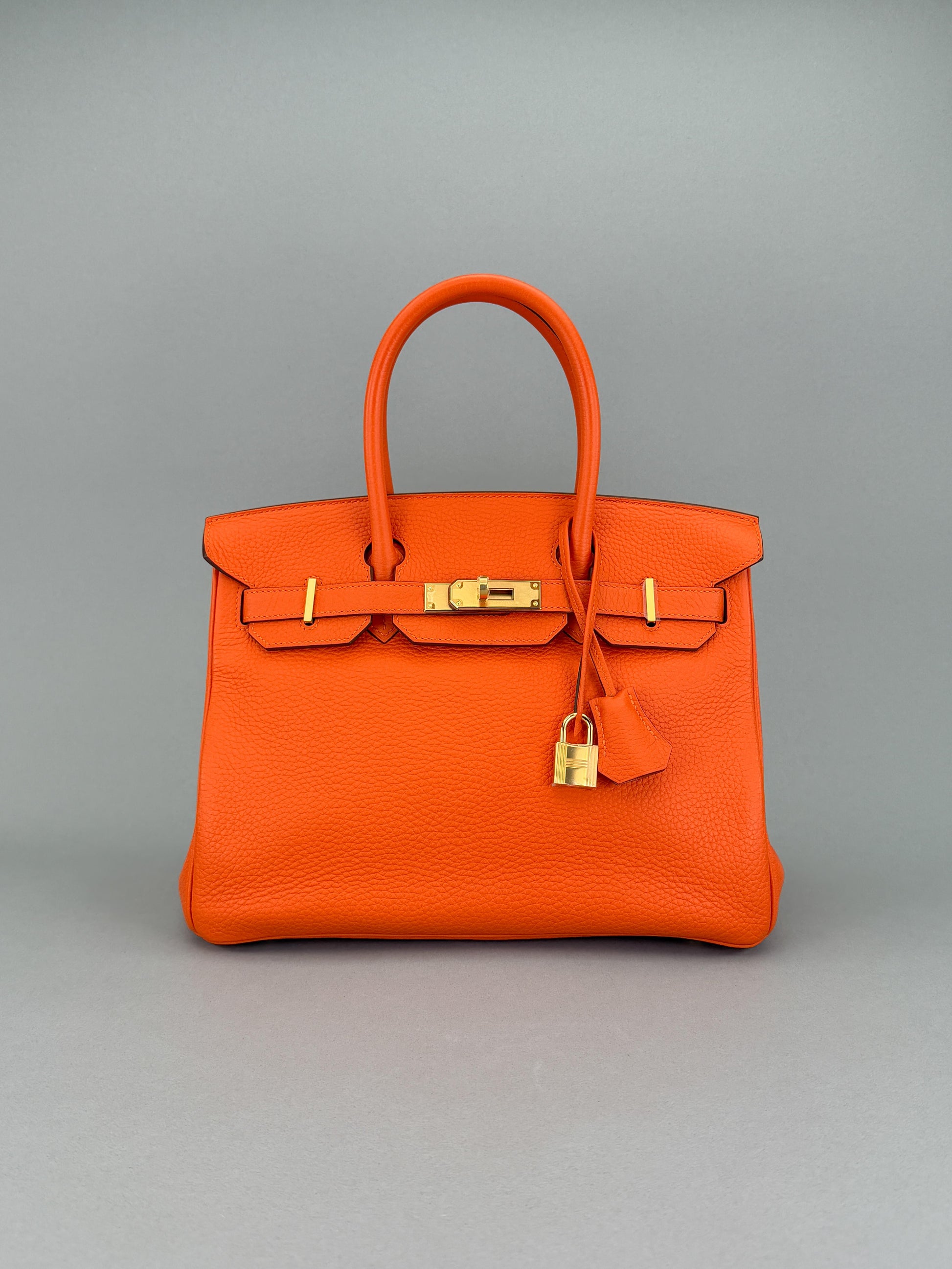 Hermes Birkin 30 Retourne Togo Orange Gold Hardware Preowned Y Stamp