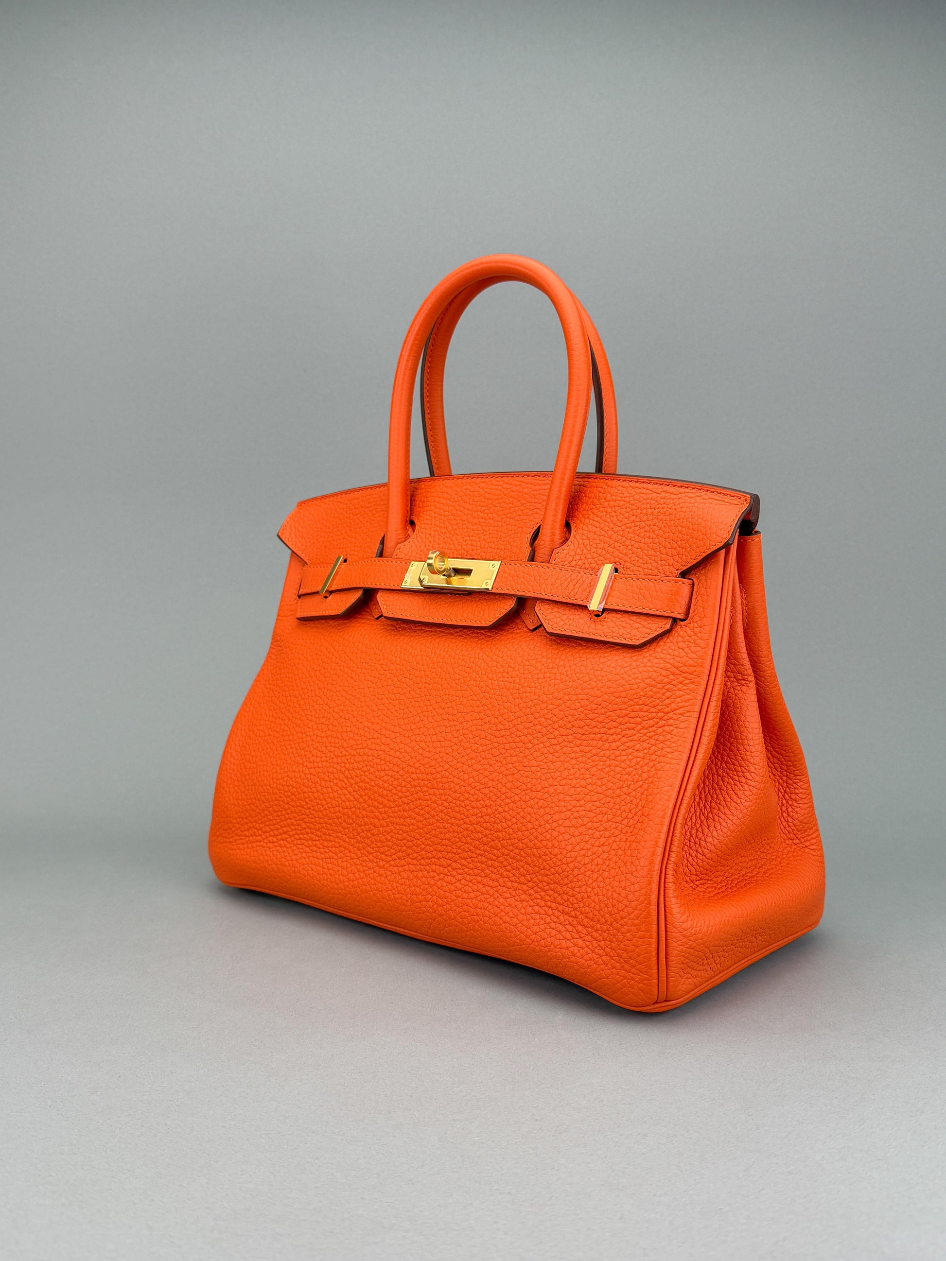 Hermes Birkin 30 Retourne Togo Orange Gold Hardware Preowned Y Stamp