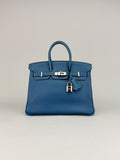 Hermes Birkin 25 Retourne Togo Colvert Palladium Hardware Preowned Sqaure Q