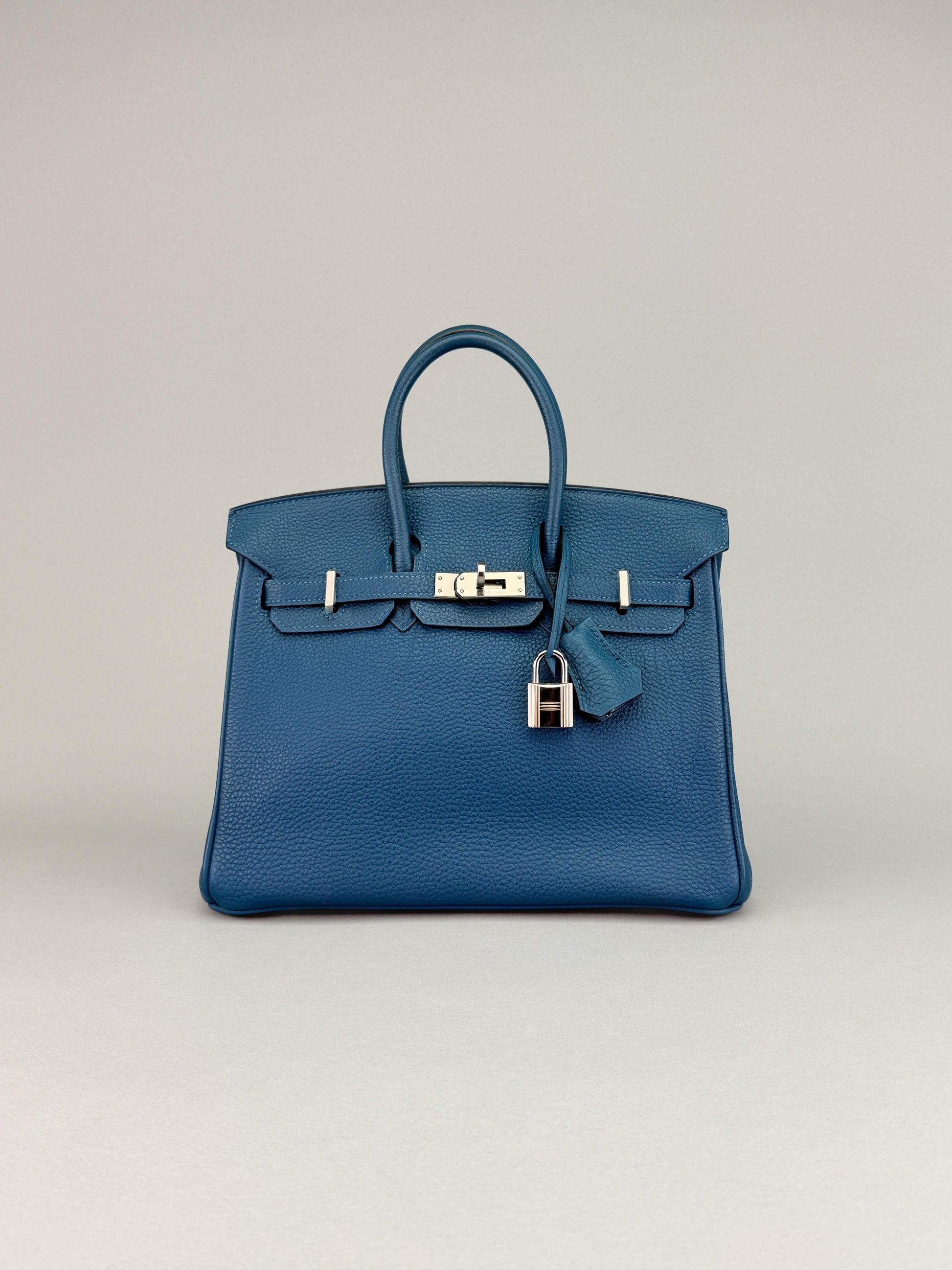 Hermes Birkin 25 Retourne Togo Colvert Palladium Hardware Preowned Sqaure Q