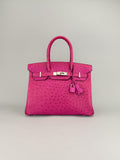 Hermes Birkin 30 Ostrich Magnolia Palladium Hardware Preowned A Stamp