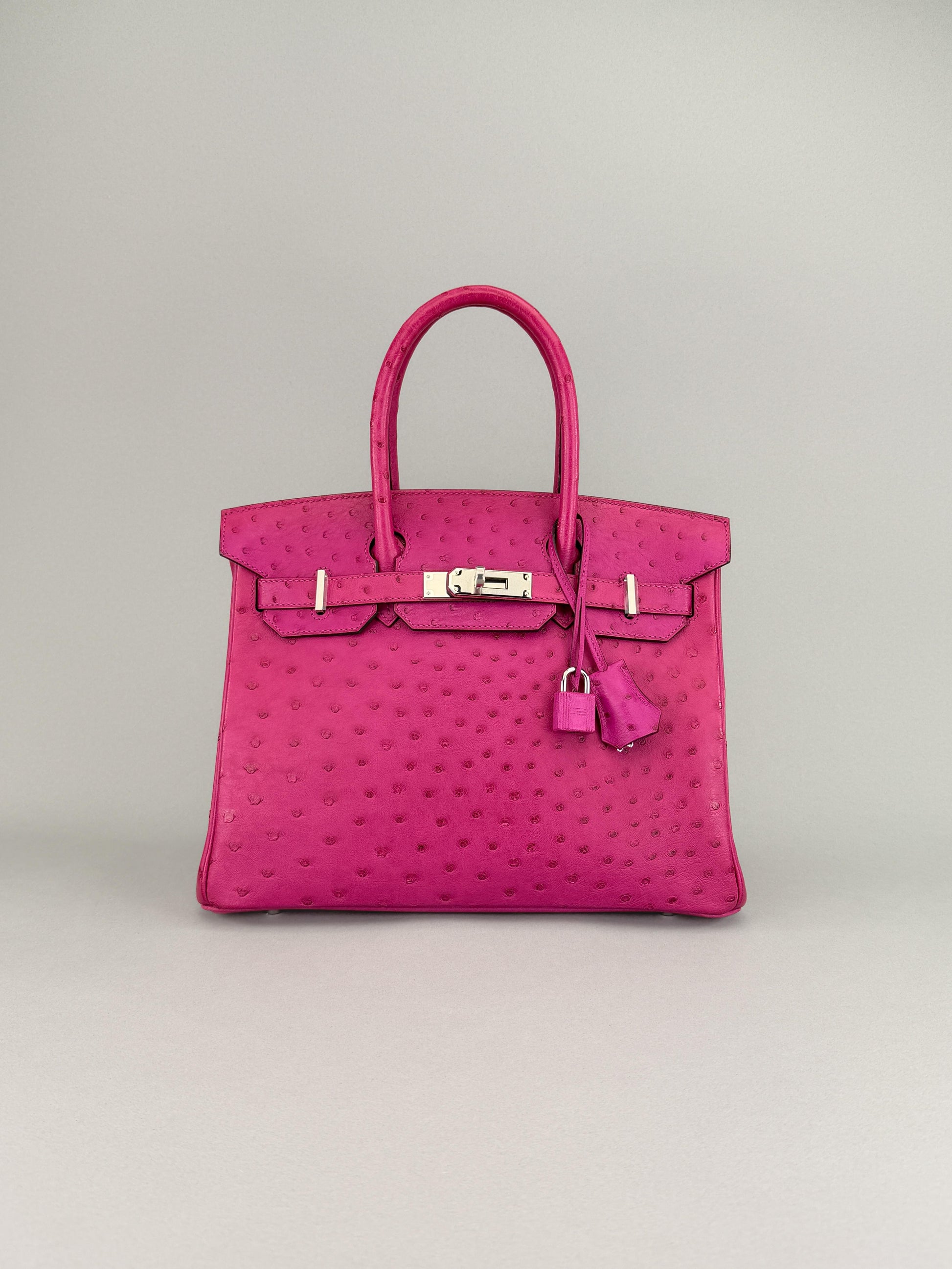 Hermes Birkin 30 Ostrich Magnolia Palladium Hardware Preowned A Stamp