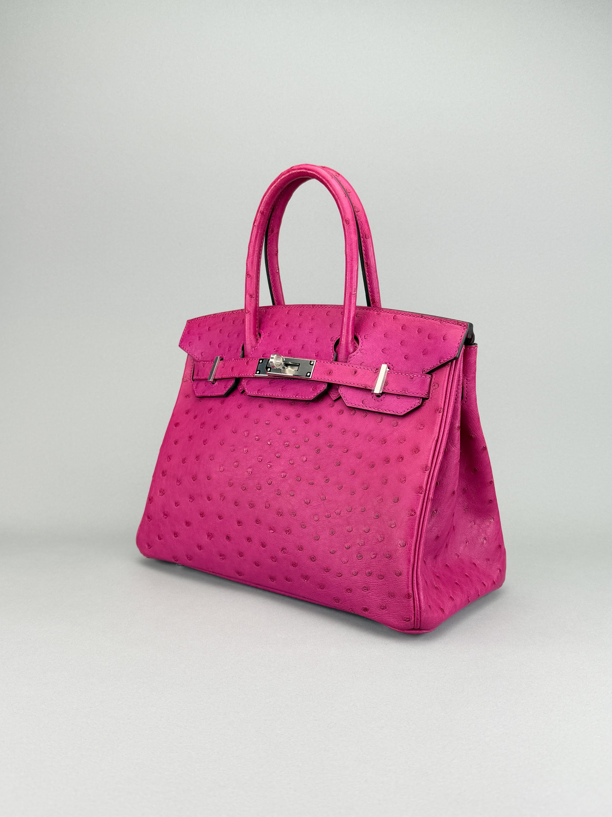 Hermes Birkin 30 Ostrich Magnolia Palladium Hardware Preowned A Stamp