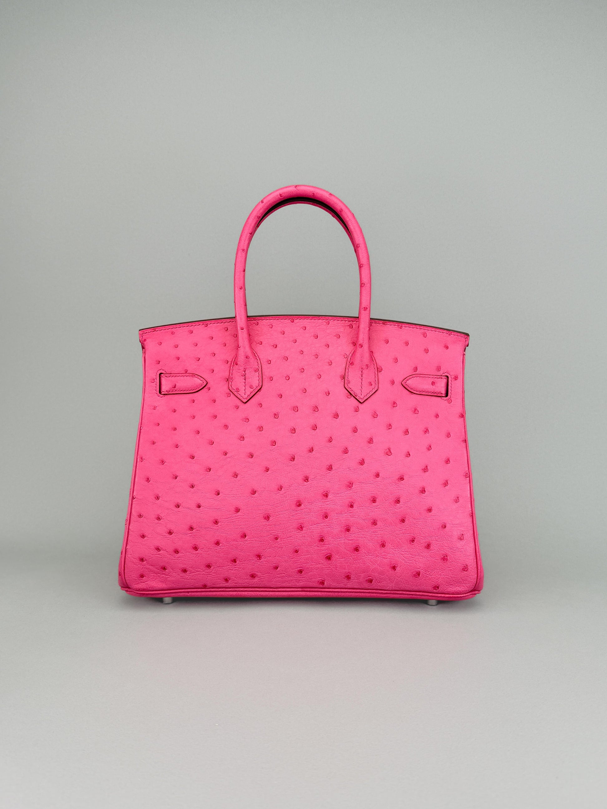 Hermes Birkin 30 Ostrich Rose Tyrien Palladium Hardware Preowned C Stamp