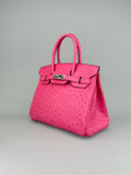 Hermes Birkin 30 Ostrich Rose Tyrien Palladium Hardware Preowned C Stamp