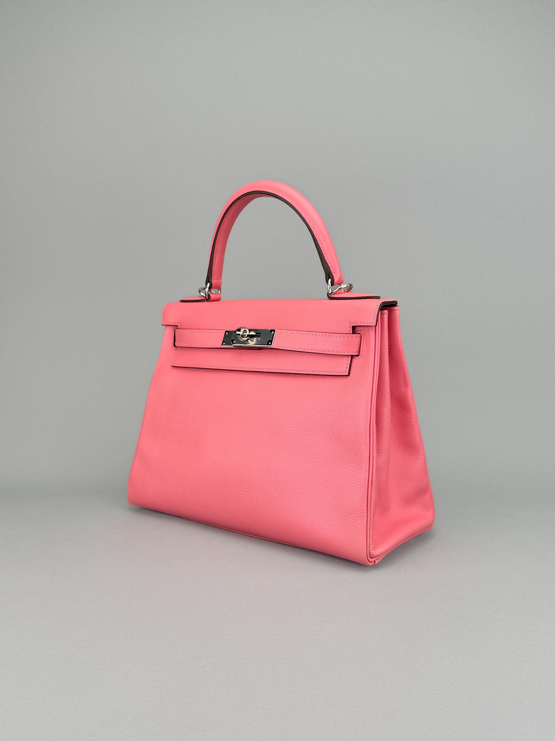 Hermes Kelly 28 Retourne Evercolor Rose D'ete Palladium Hardware Preowned T Stmp