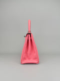 Hermes Kelly 28 Retourne Evercolor Rose D'ete Palladium Hardware Preowned T Stmp