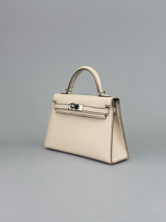 Hermes Mini Kelly 20 Epsom HSS Craie/Black Palladium Hardware W Stamp 2024