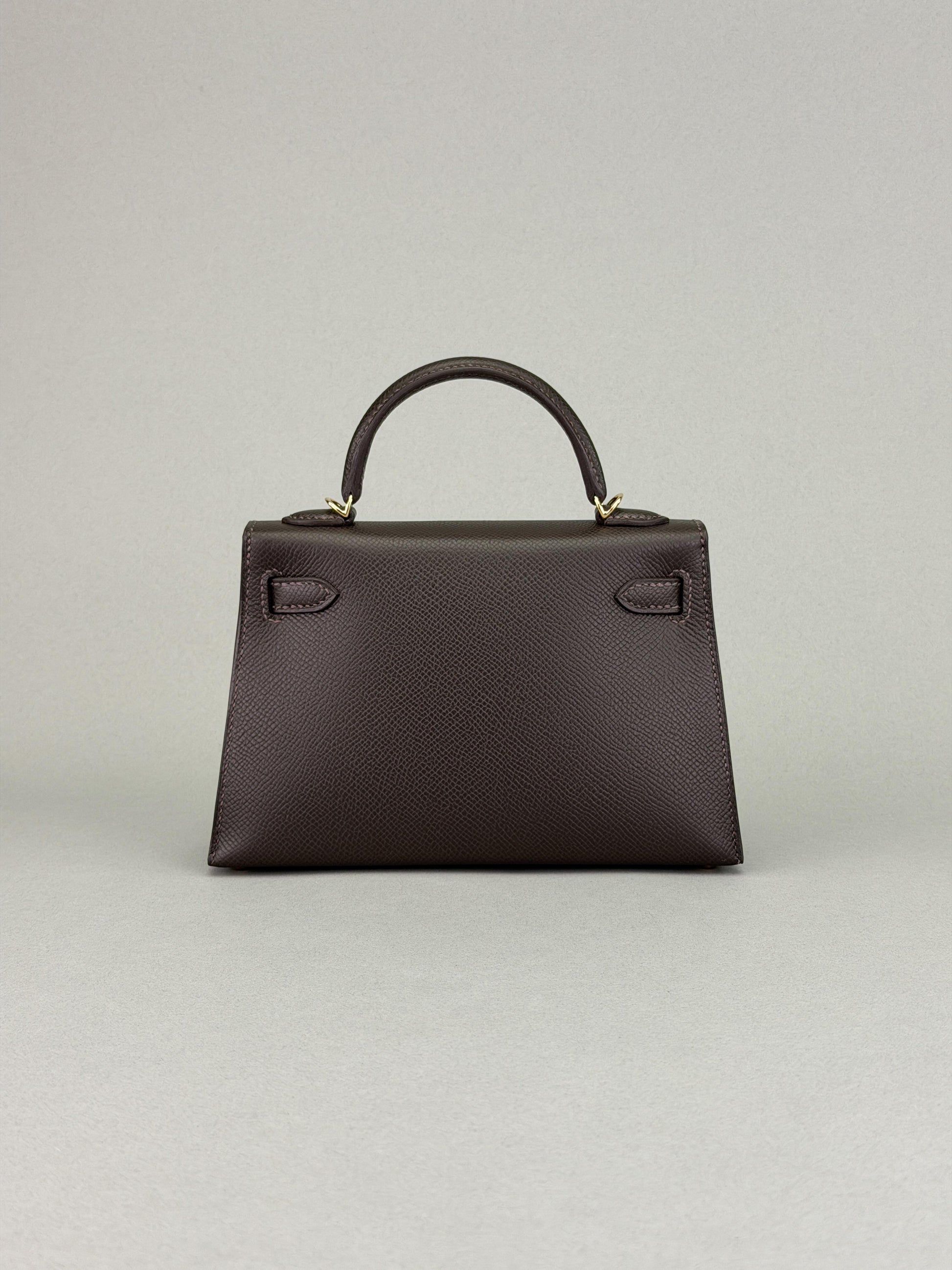 HERMES Mini Kelly 20 Sellier Epsom Bai Brun Permabrass Hardware G 2026