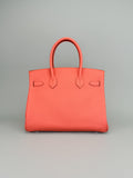 Hermes Birkin 30 Retourne Epsom Flamingo Palladium Hardware Preowned Square Q