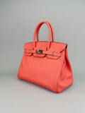 Hermes Birkin 30 Retourne Epsom Flamingo Palladium Hardware Preowned Square Q
