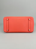 Hermes Birkin 30 Retourne Epsom Flamingo Palladium Hardware Preowned Square Q