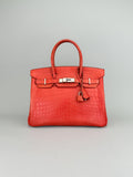 Hermes Birkin 30 Matte Crocodile Sanguine Palladium Hardware Preowned Square O