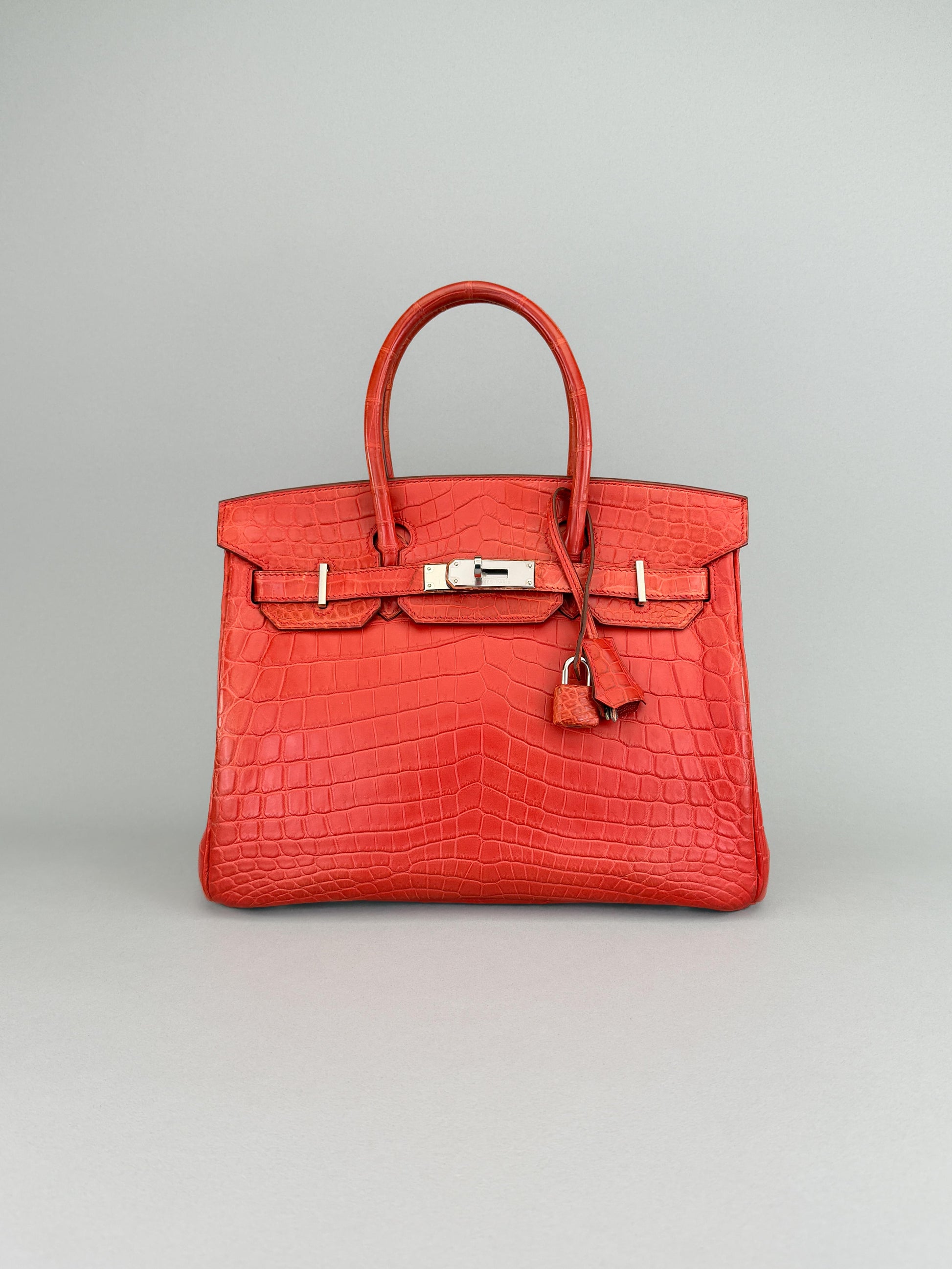 Hermes Birkin 30 Matte Crocodile Sanguine Palladium Hardware Preowned Square O