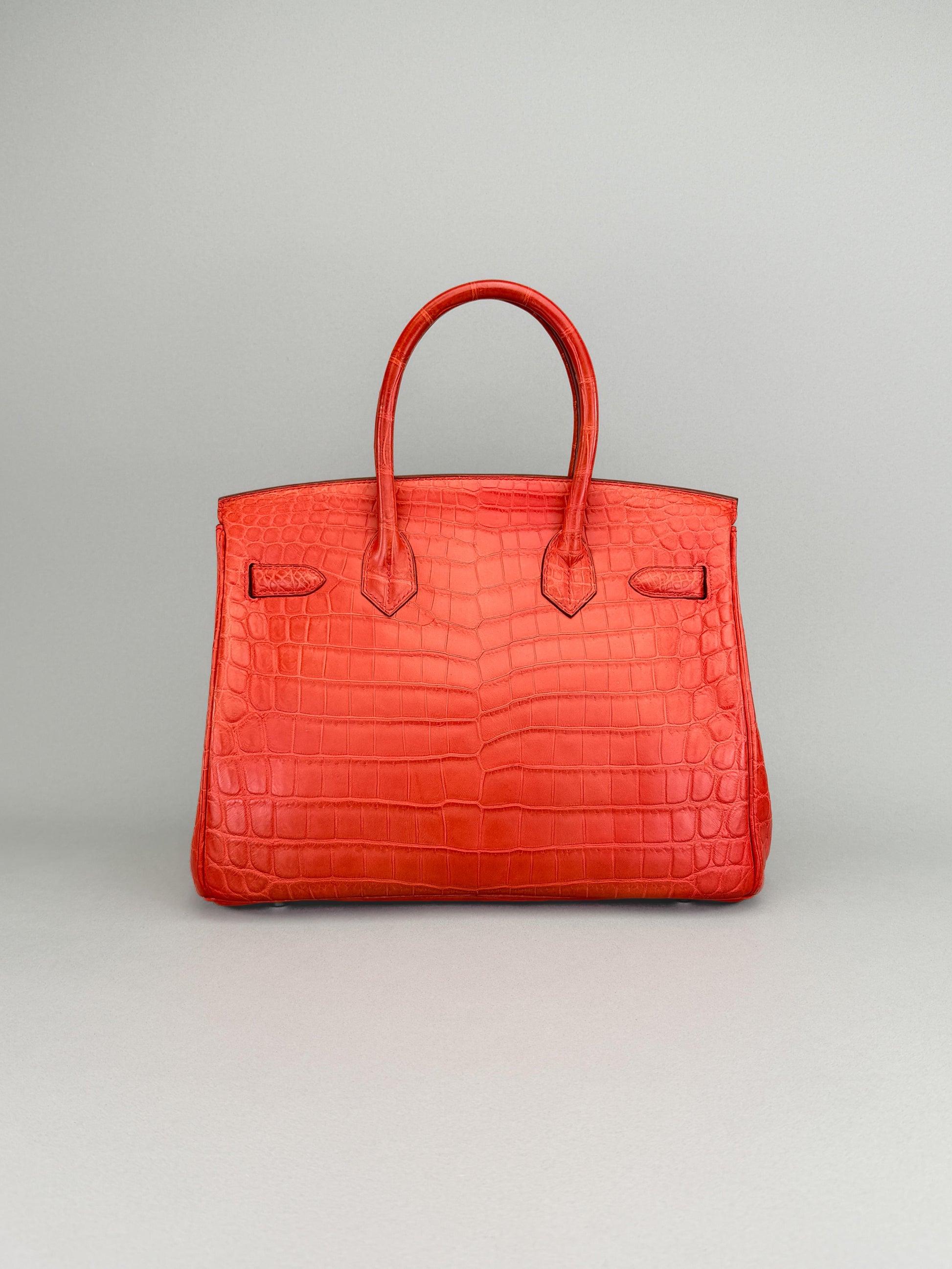 Hermes Birkin 30 Matte Crocodile Sanguine Palladium Hardware Preowned Square O