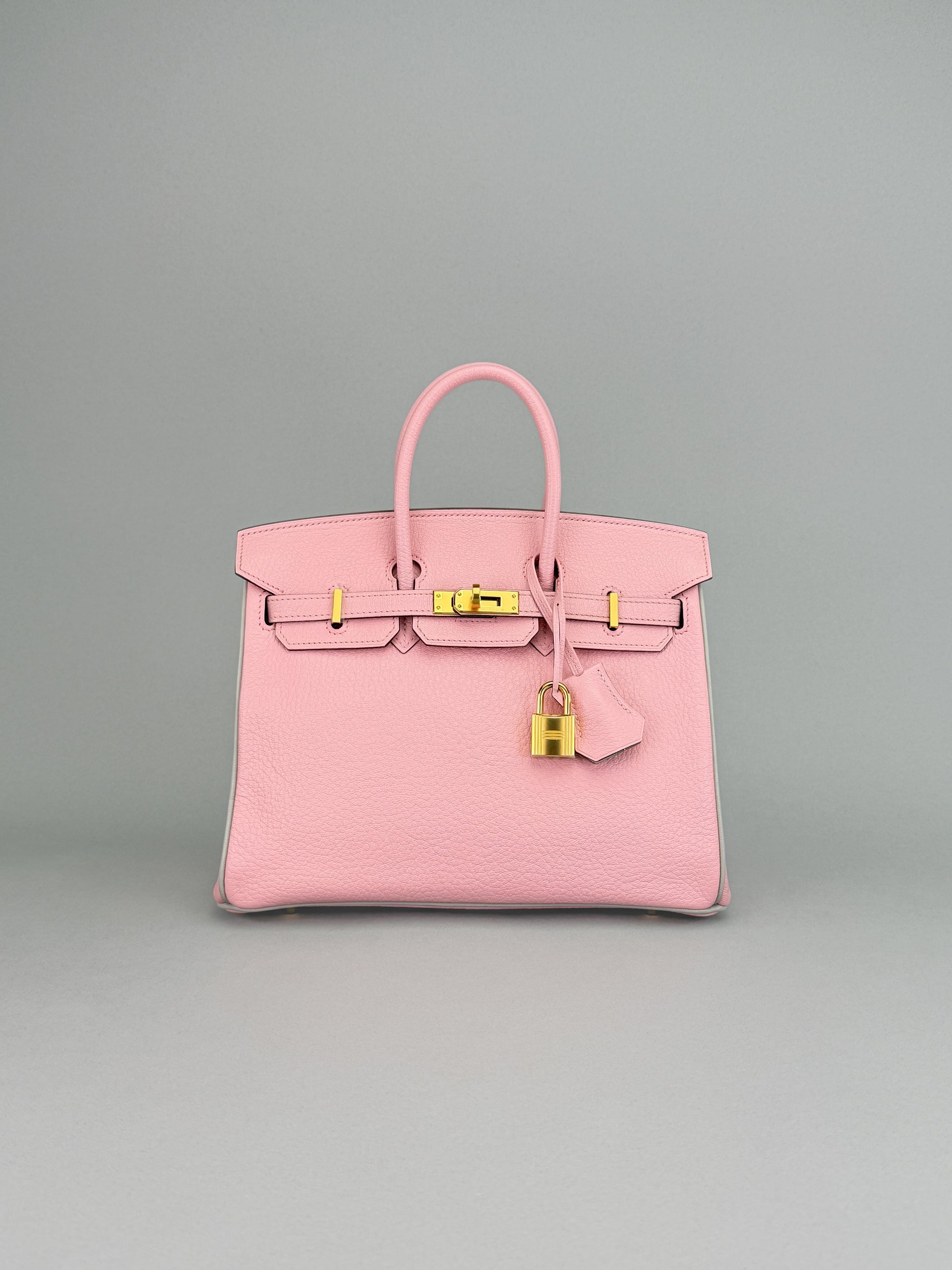 Hermes Birkin 25 Chevre HSS Rose Sakura/ Gris Perle Gold Hardware Preowned A