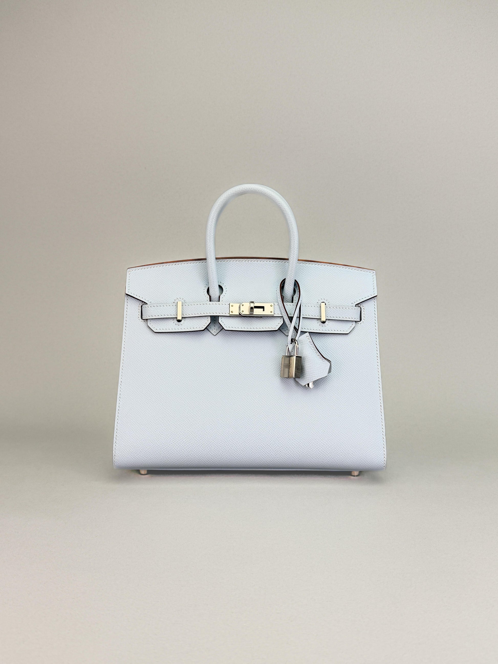 Hermes Birkin 25 Sellier Epsom Blue Brume Palladium Hardware U Stamp 2022