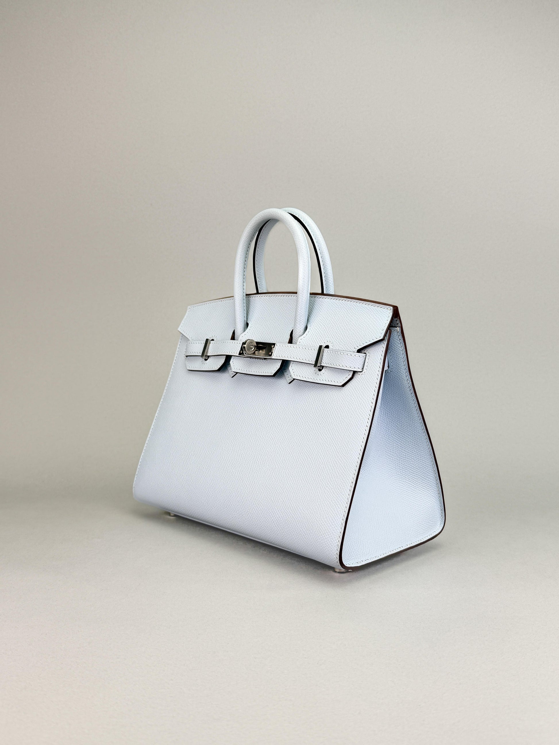 Hermes Birkin 25 Sellier Epsom Blue Brume Palladium Hardware U Stamp 2022