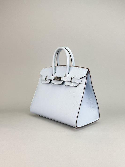 Hermes Birkin 25 Sellier Epsom Blue Brume Palladium Hardware U Stamp 2022