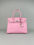 Hermes Birkin 30 Retourne Clemence Mauve Sylvestre Palladium Hardware Preowned Z