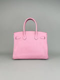 Hermes Birkin 30 Retourne Clemence Mauve Sylvestre Palladium Hardware Preowned Z
